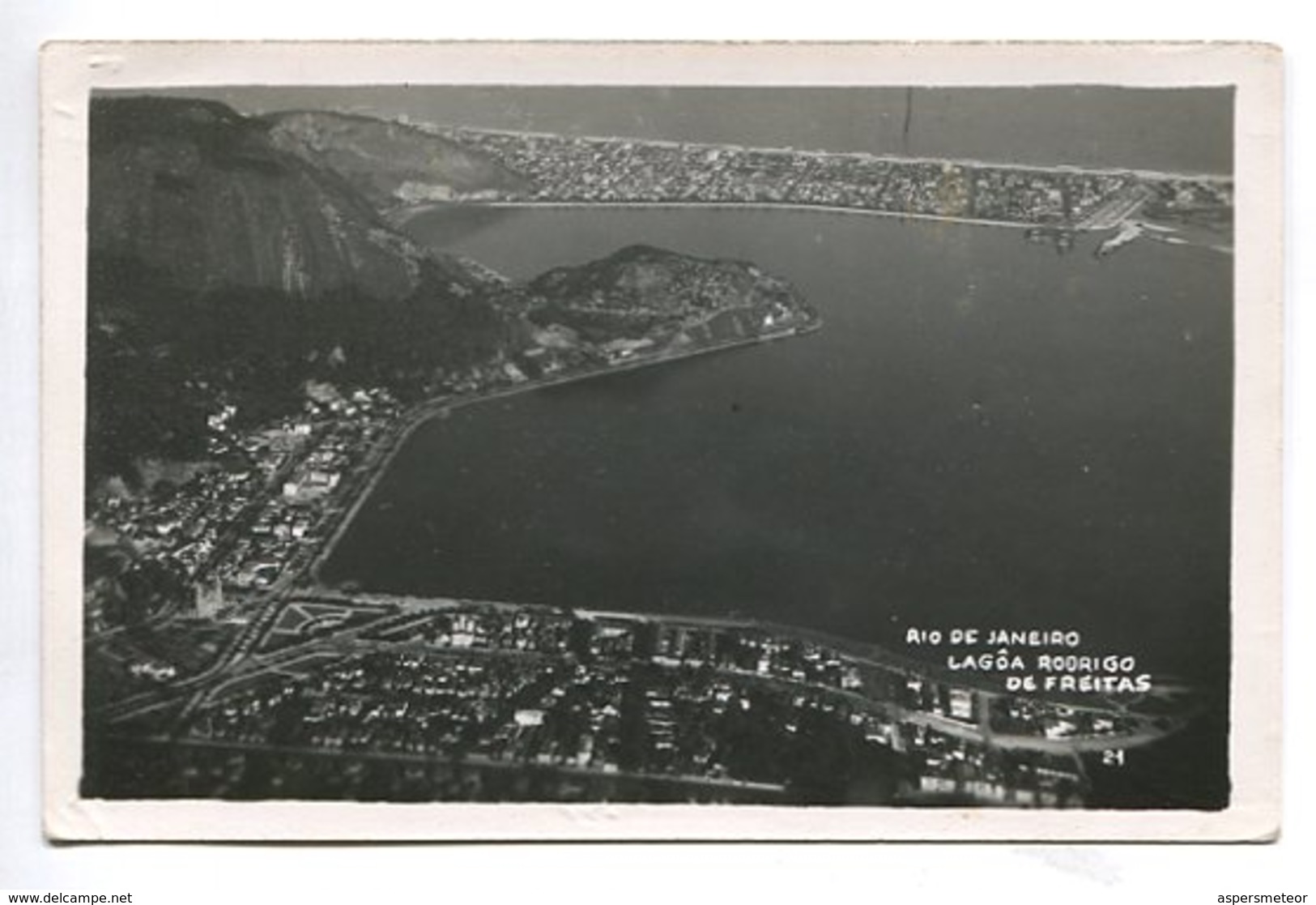 LAGOA RODRIGO DE FREITAS AERIAL VIEW RIO DE JANEIRO BRASIL TARJETA POSTAL B/W CIRCA 1930 -LILHU - Rio De Janeiro