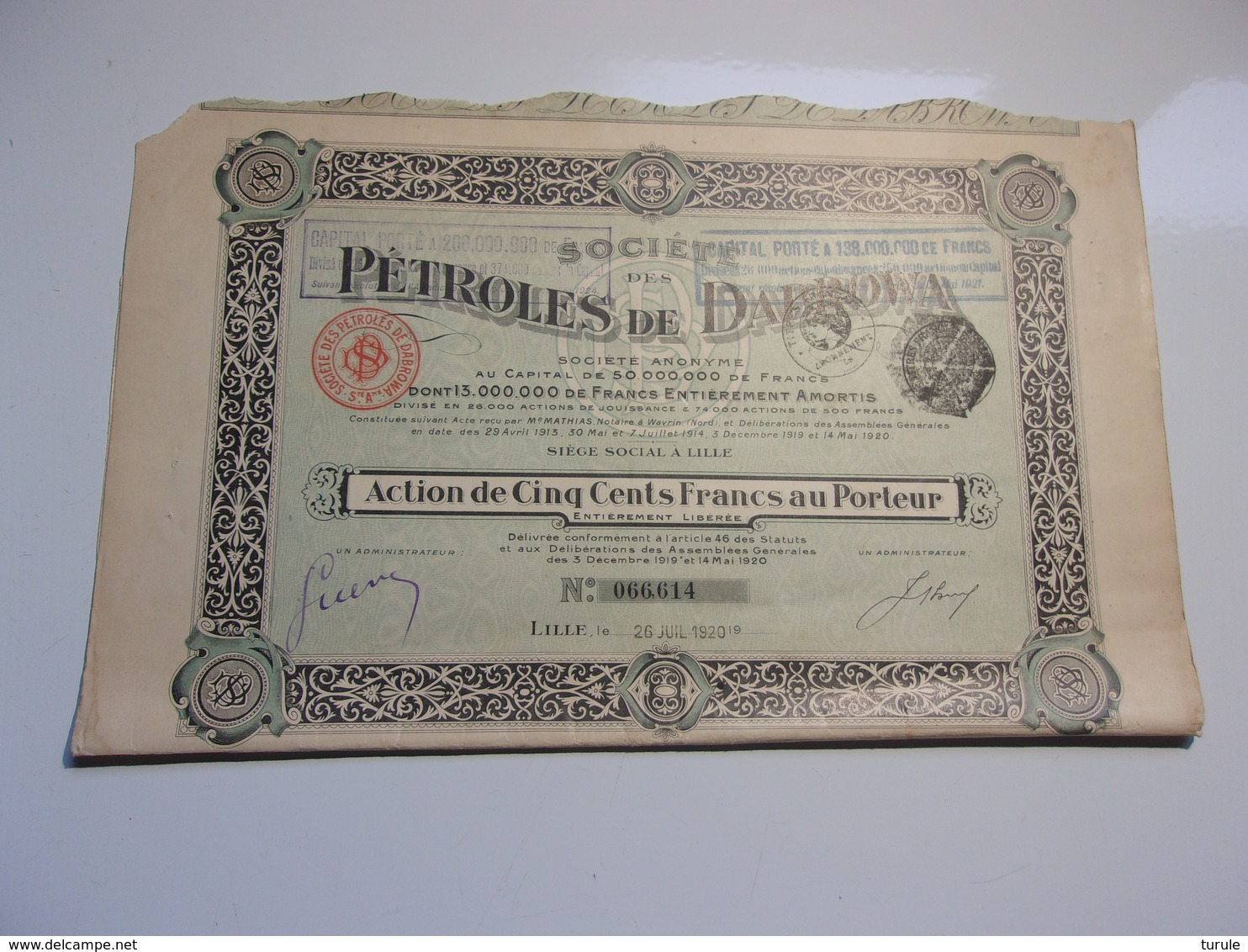 PETROLES DE DABROWA (500 Francs) LILLE-NORD - Altri & Non Classificati