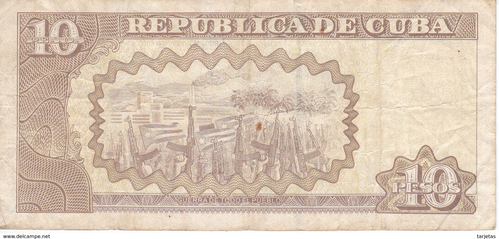 BILLETE DE CUBA DE 10 PESOS DEL AÑO 2008  (BANKNOTE)  MAXIMO GOMEZ - Cuba