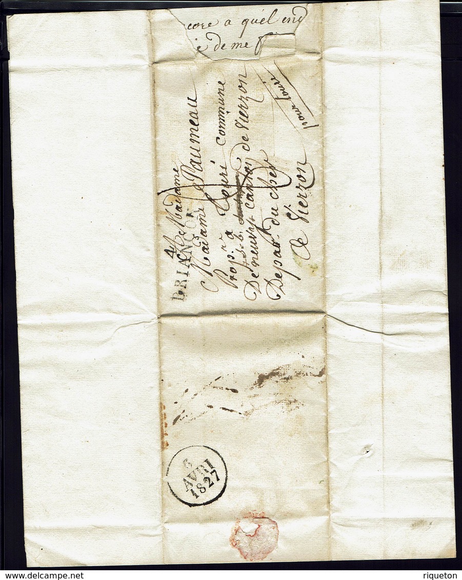 FR - 1827 - Marque Postale "4 Briançon" Lettre Pour Touré Canton Vierzon En Port Dû, Taxe Manuscrite 8 Décimes - B/TB - - 1801-1848: Precursors XIX