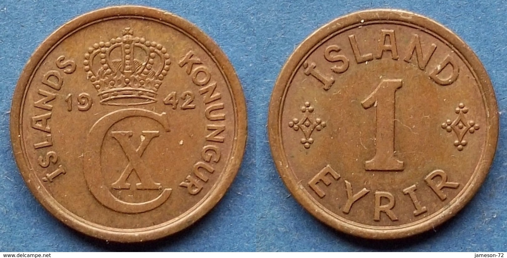 ICELAND - 1 Eyrir 1942 KM# 5.2 Christian X (1912-1947) - Edelweiss Coins - Islande