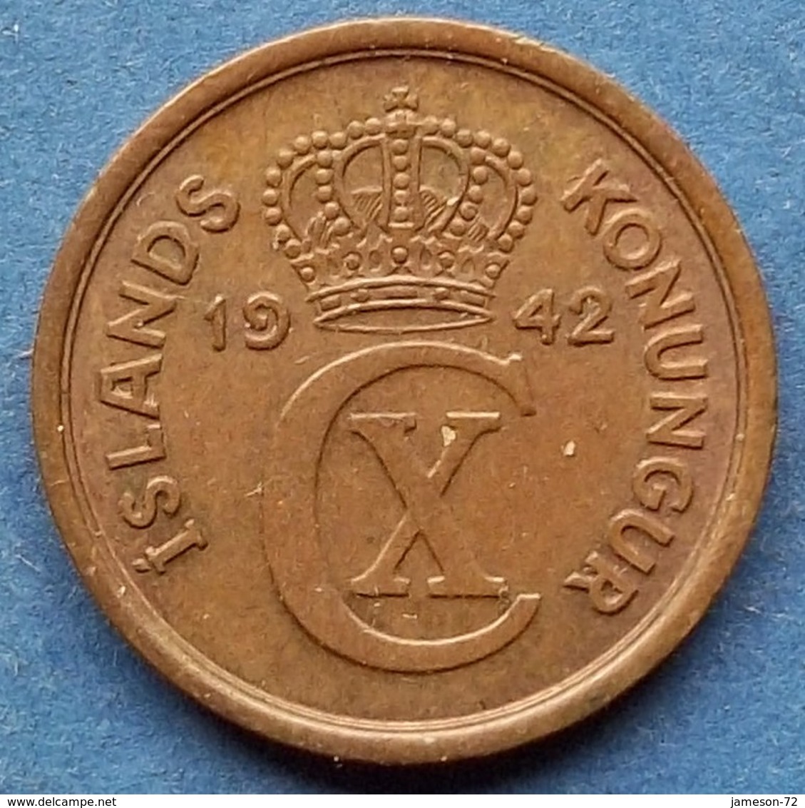 ICELAND - 1 Eyrir 1942 KM# 5.2 Christian X (1912-1947) - Edelweiss Coins - Islande