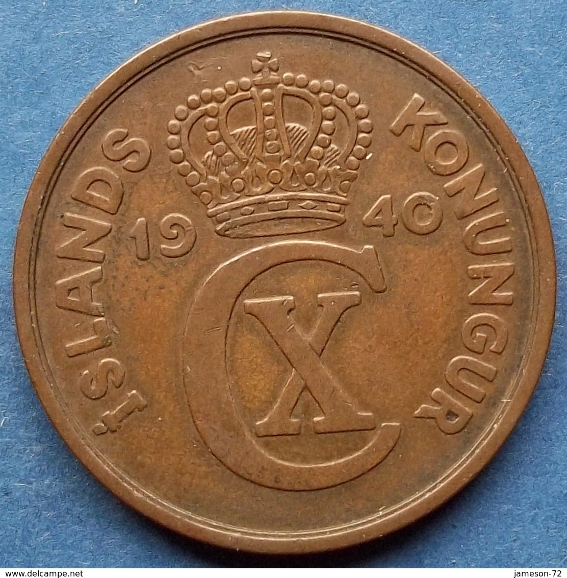 ICELAND - 5 Aurar 1940 KM# 7.2 Christian X (1912-1947) - Edelweiss Coins - Island