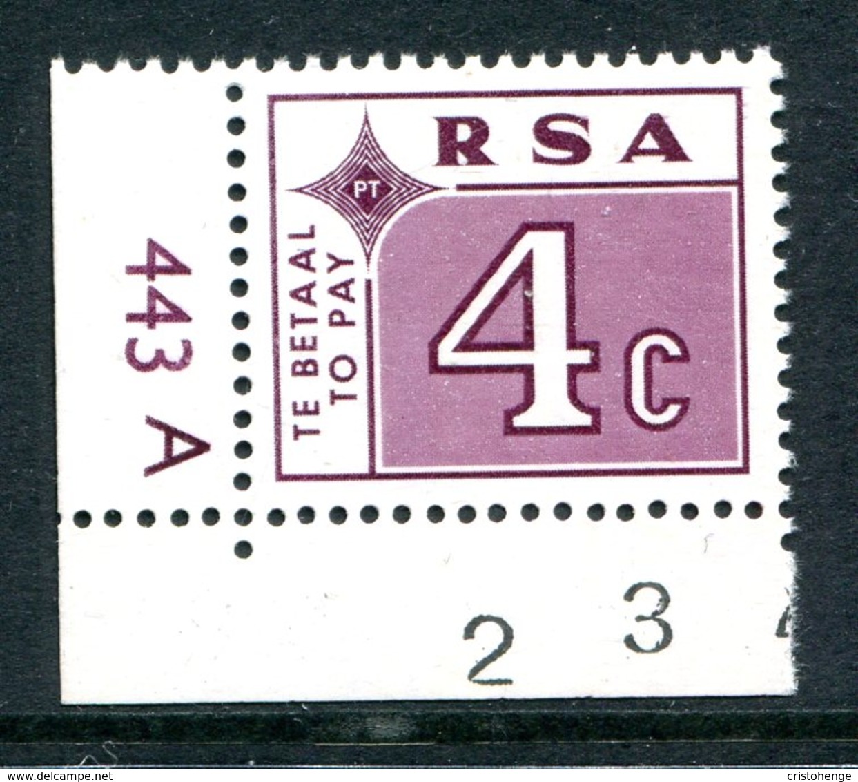 South Africa 1972 Postage Dues - 4c Plum MNH (SG D77) - Strafport