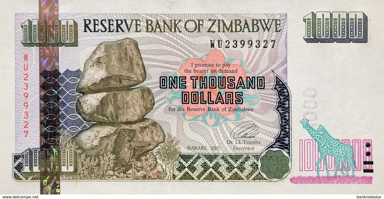 Zimbabwe 1.000 Dollars, P-12a (2003) - UNC - Simbabwe