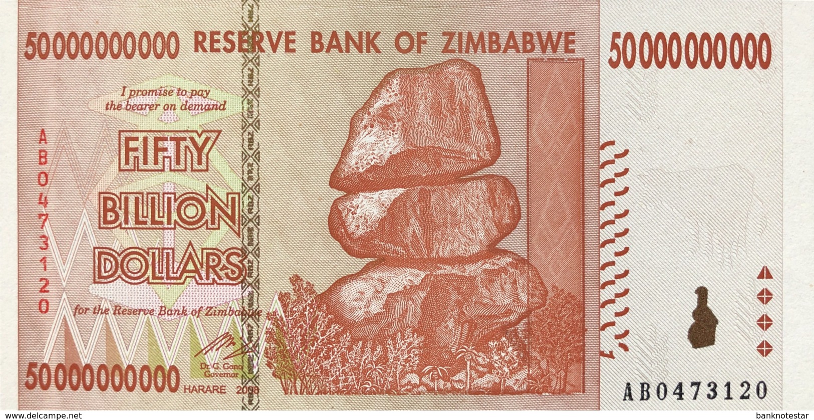 Zimbabwe 50 Billion Dollars, P-87 (2008) - UNC - Simbabwe