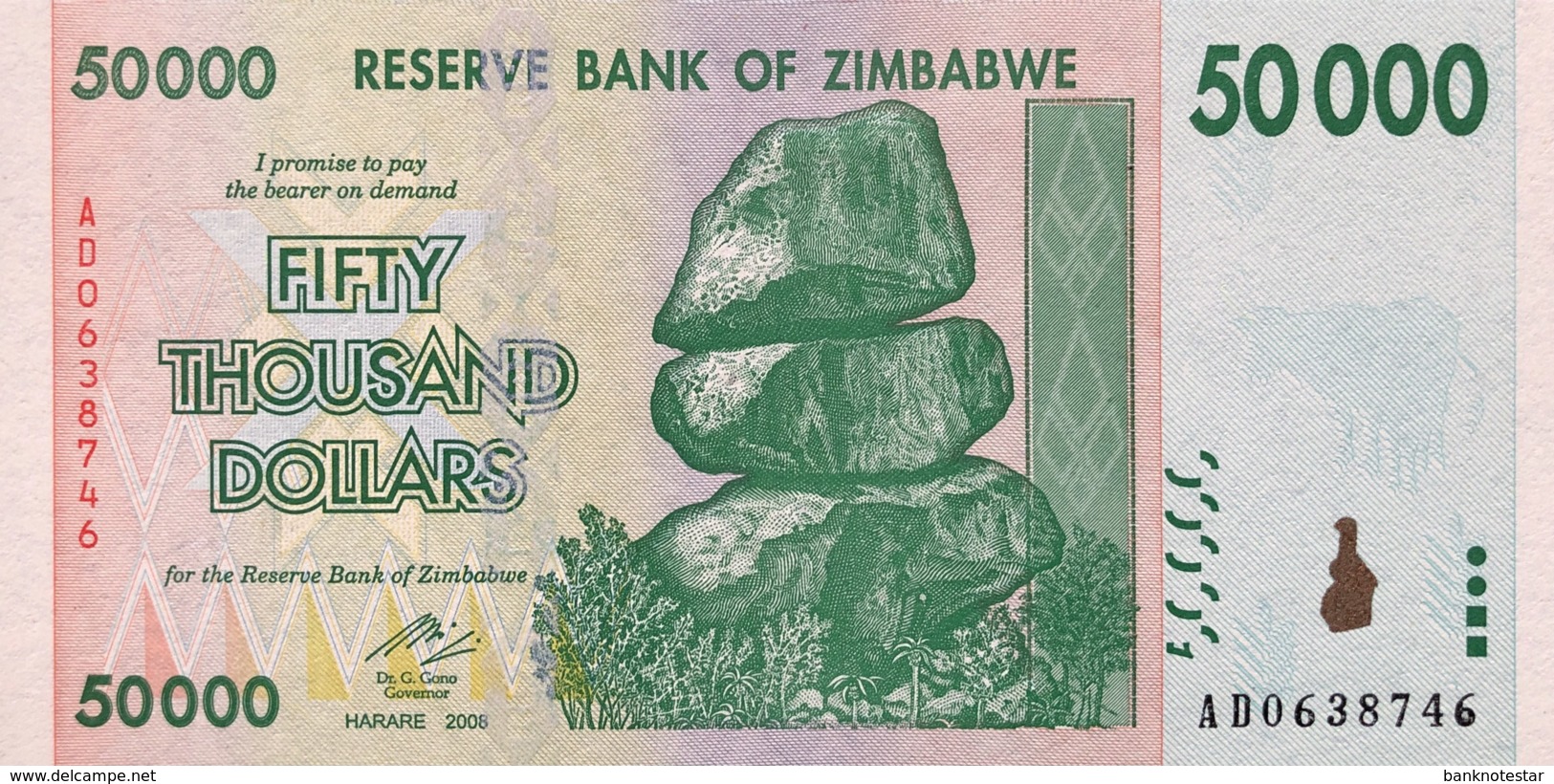 Zimbabwe 50.000 Dollars, P-74 (2008) - UNC - Simbabwe