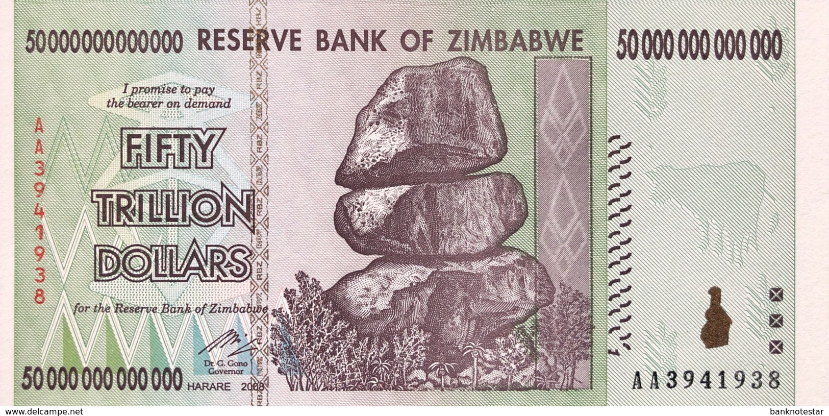 Zimbabwe 50 Trillion Dollars, P-90 (2008) - UNC - Simbabwe