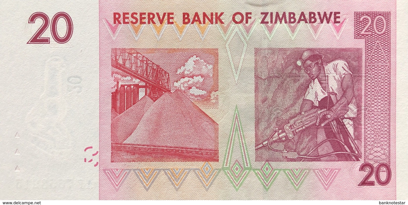 Zimbabwe 20 Dollars, P-68 (2007) - UNC - Zimbabwe