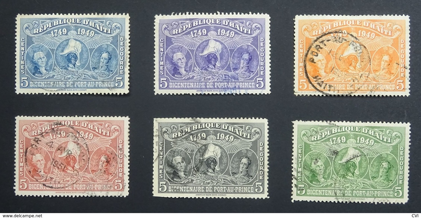 Haiti 1949 " BICENTENARY OF PORT-AU-PRINCE" Used Selection. - Haïti