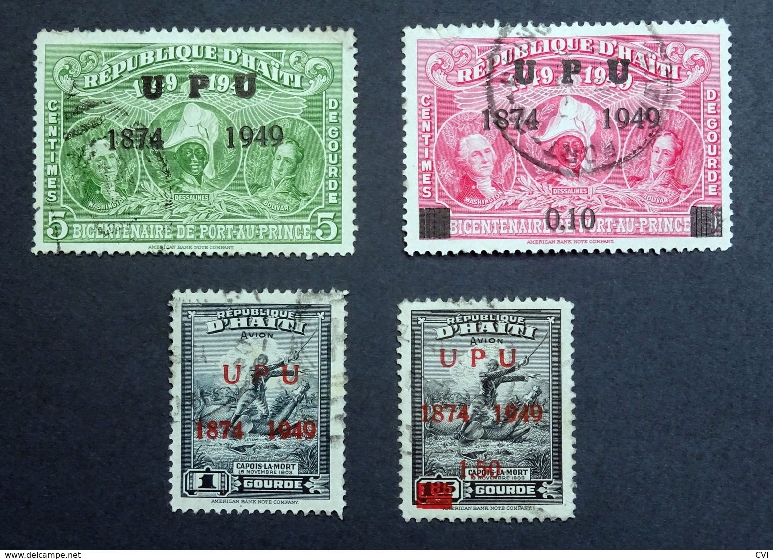 Haiti 1950 "THE 75TH ANNIVERSARY OF UPU" Overprint Used Selection. - Haïti