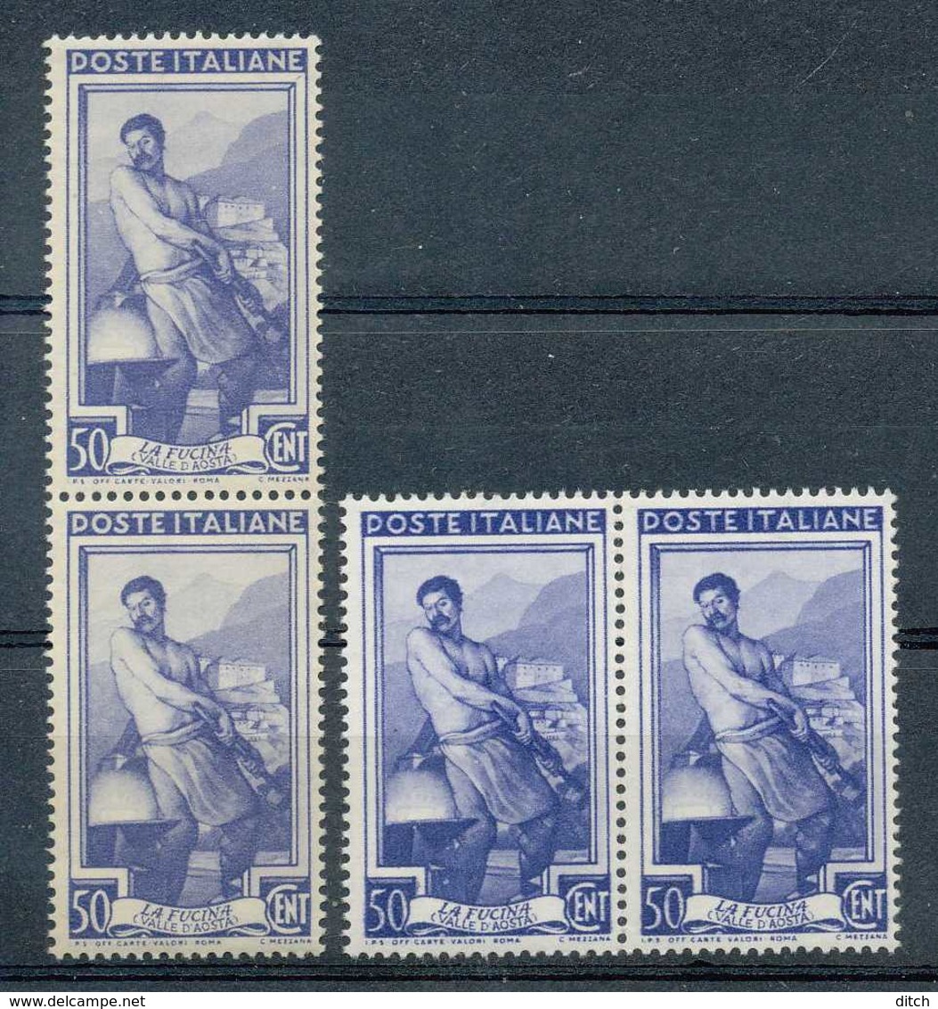 D - [200284]Italie 1950, N° 572, 50c Bleu, Forgeron, Paires En 2 TB Nuances, **/mnh - 1946-60: Neufs