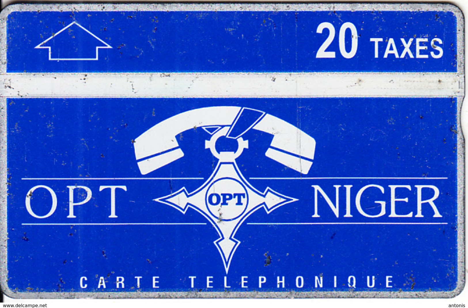 NIGER - Blue & White, OPT Niger Logo, Third Issue 20 Taxes, CN : 612L, Tirage 5000, Used - Niger