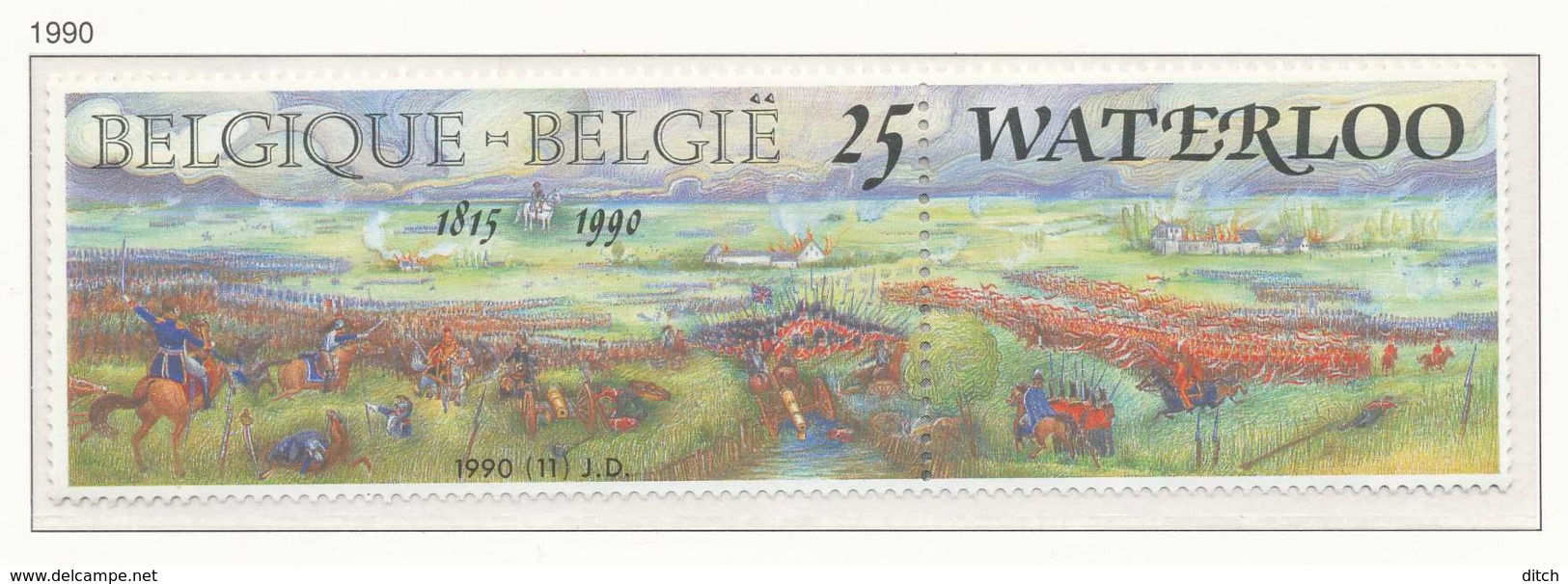 D - [153023][2376] Belgique 1990, La Bataille De Waterloo, Le Champ De Bataille, Avec Vignette, SNC - Militaria