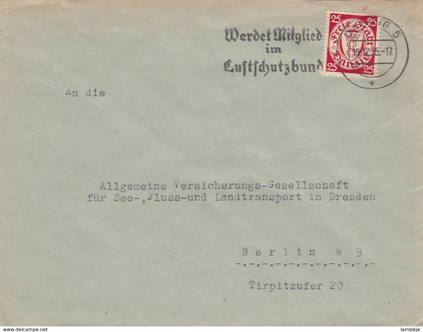 Deutsches Reich Danzig Brief 1935 - Sonstige & Ohne Zuordnung