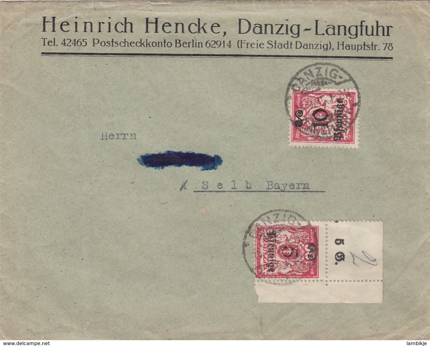 Deutsches Reich Danzig Brief 1925 - Sonstige & Ohne Zuordnung