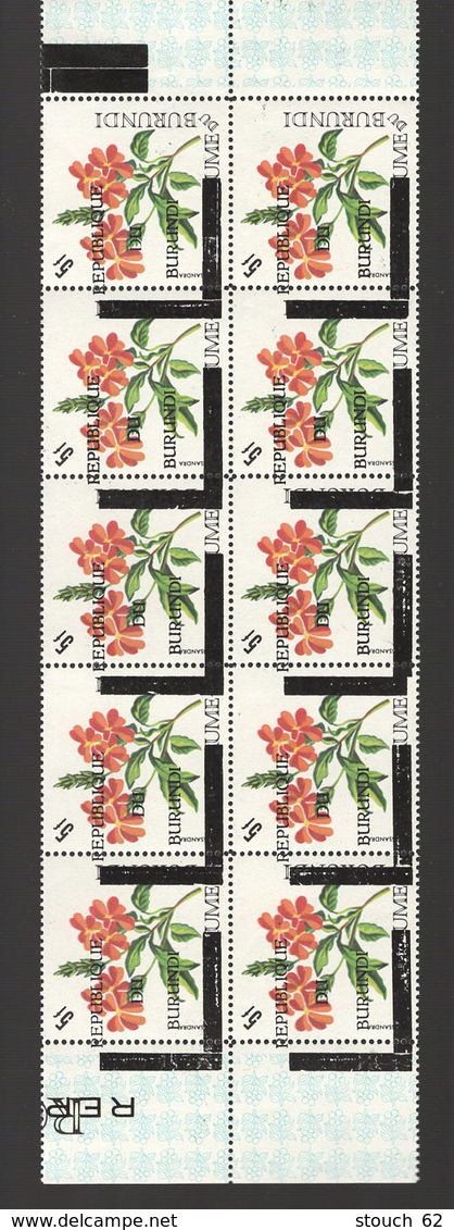 1967  Surcharge REPUBLIQUE   Bande De 10 Fleurs Décaléés  **  5F Poste   Flowers  Blumen - Neufs