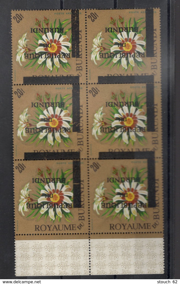 1967  Surcharge REPUBLIQUE   Bande De 6 Fleurs Décaléés  **  20F Poste Aérienne  Flowers  Blumen - Neufs