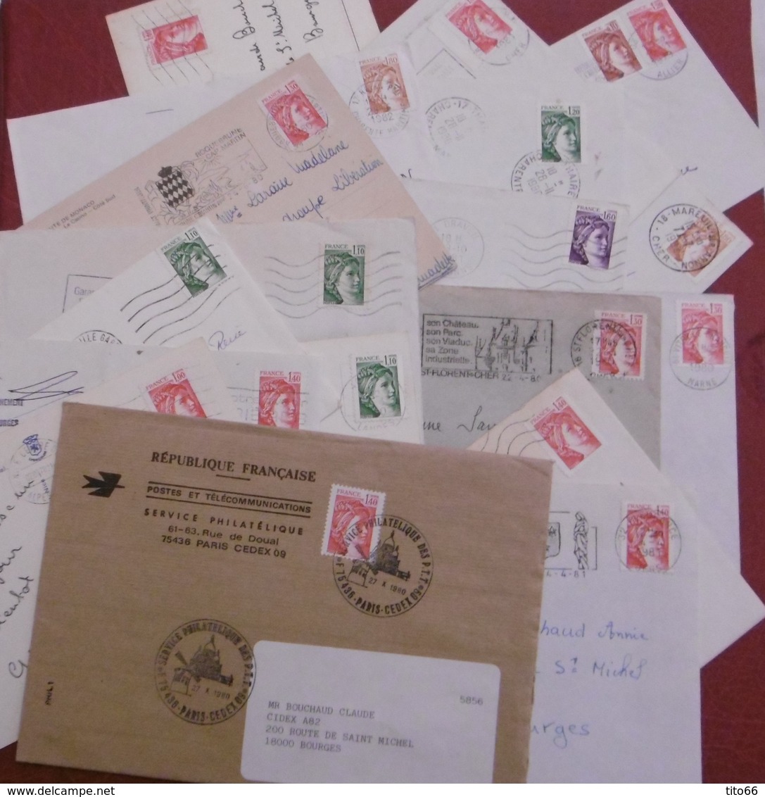 Lot Sabine De Gandon Sur Enveloppes Et CP - 1921-1960: Période Moderne