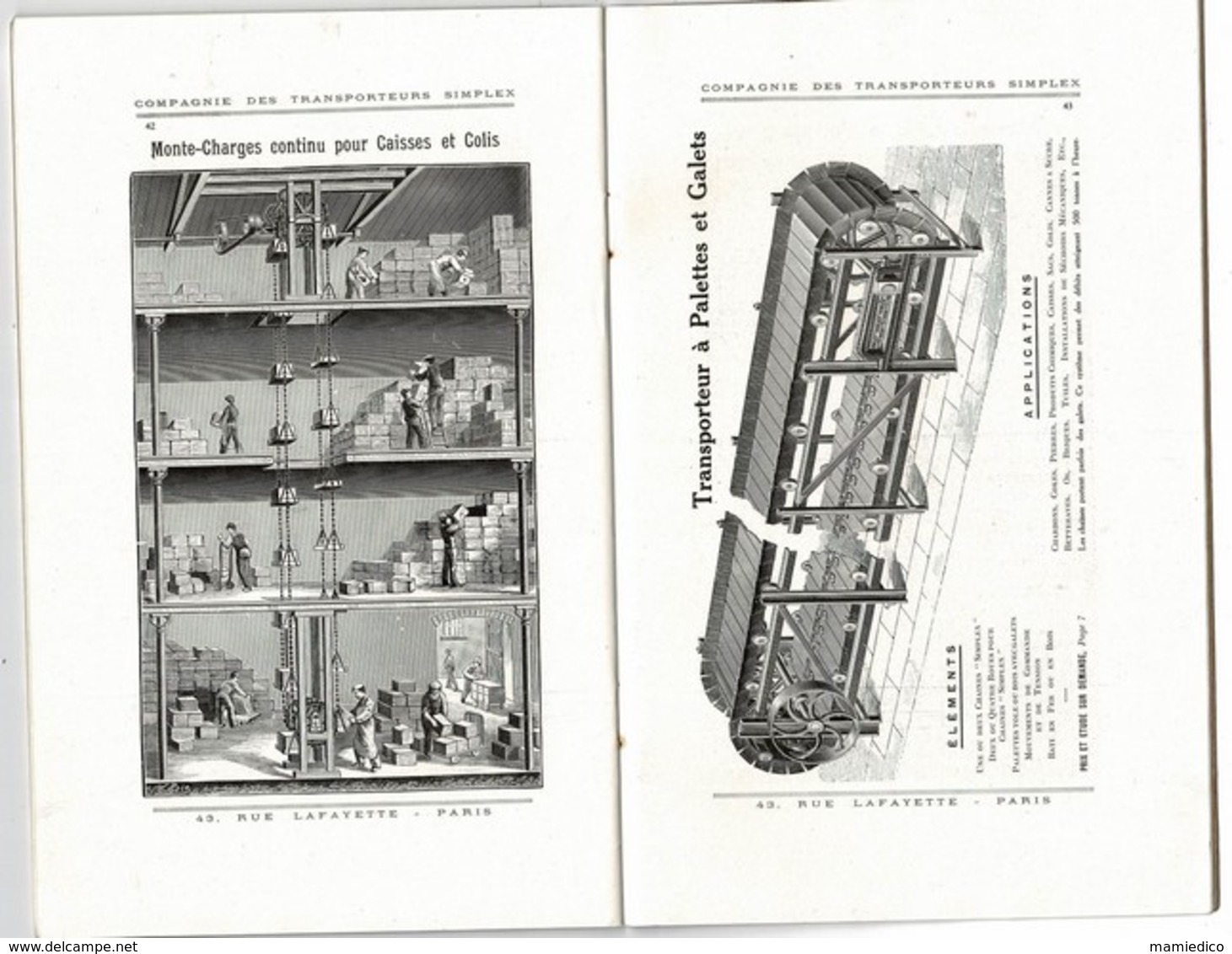 1928 Catalogue SIMPLEX "Chaînes et Pièces détachées" pour Elévateurs, Transporteurs, Transmissions. 48 pages 15,50/24 cm