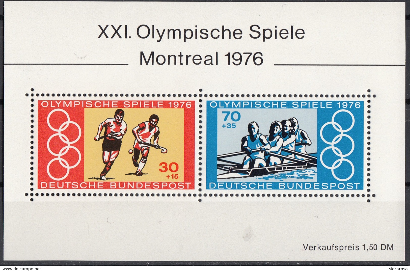 Germania 1976 Sc. B532 Olimpiadi Montreal Canadà MNH Sheet Perf. Hockey Rowing, Coxed Four..Germany - Estate 1976: Montreal