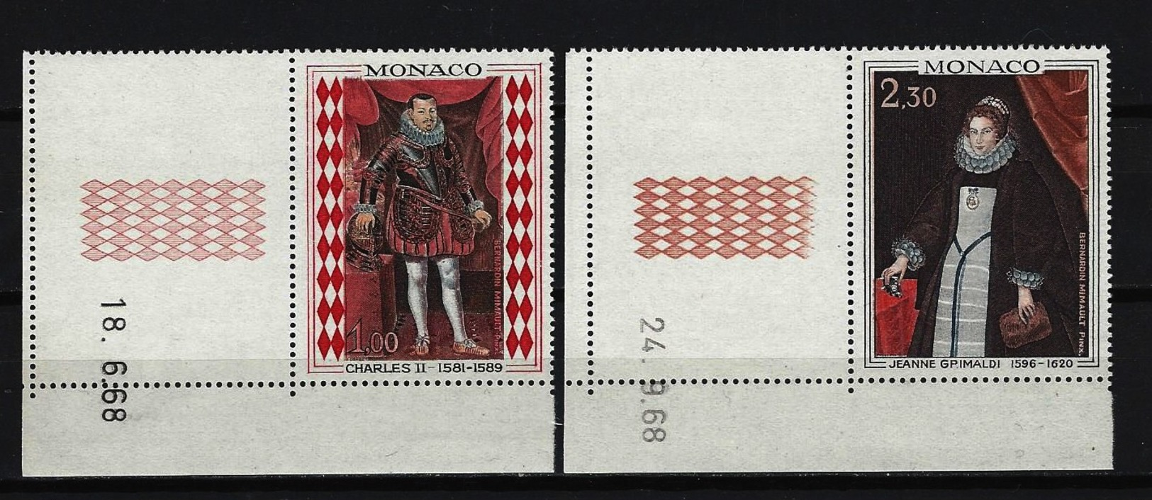 MONACO - Mi-Nr. 914 - 915 Linke, Untere Eckrandstücke Gemälde Aus Dem Fürstlichen Palast Postfrisch - Unused Stamps