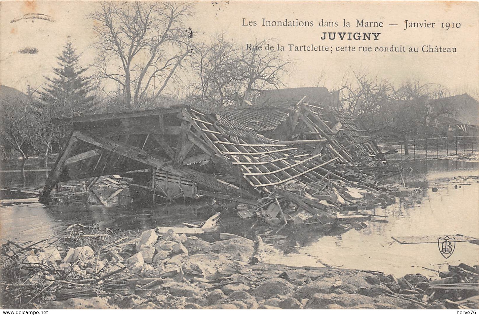 JUVIGNY - Rue De La Tartelette ; Cette Rue Conduit Au Château - Inondations Janvier 1910 - Autres & Non Classés