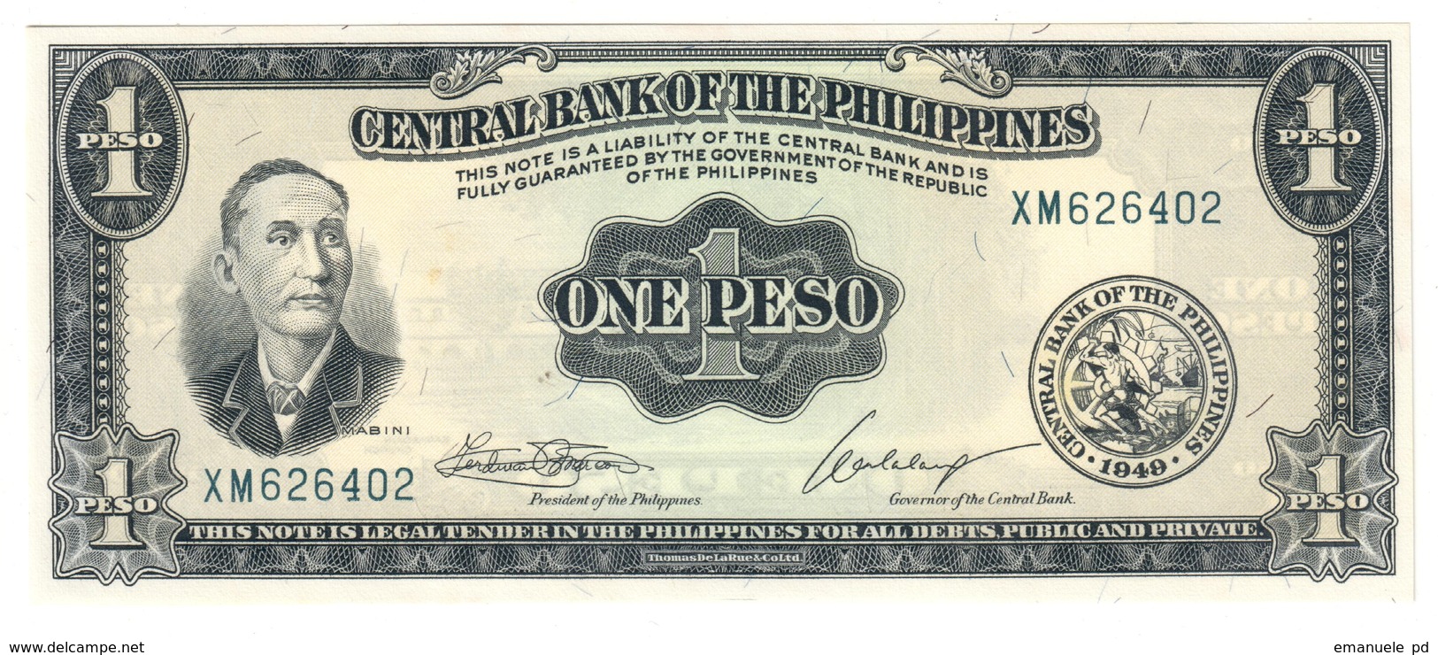 Philippines 1 Peso 1949 UNC - Filippine