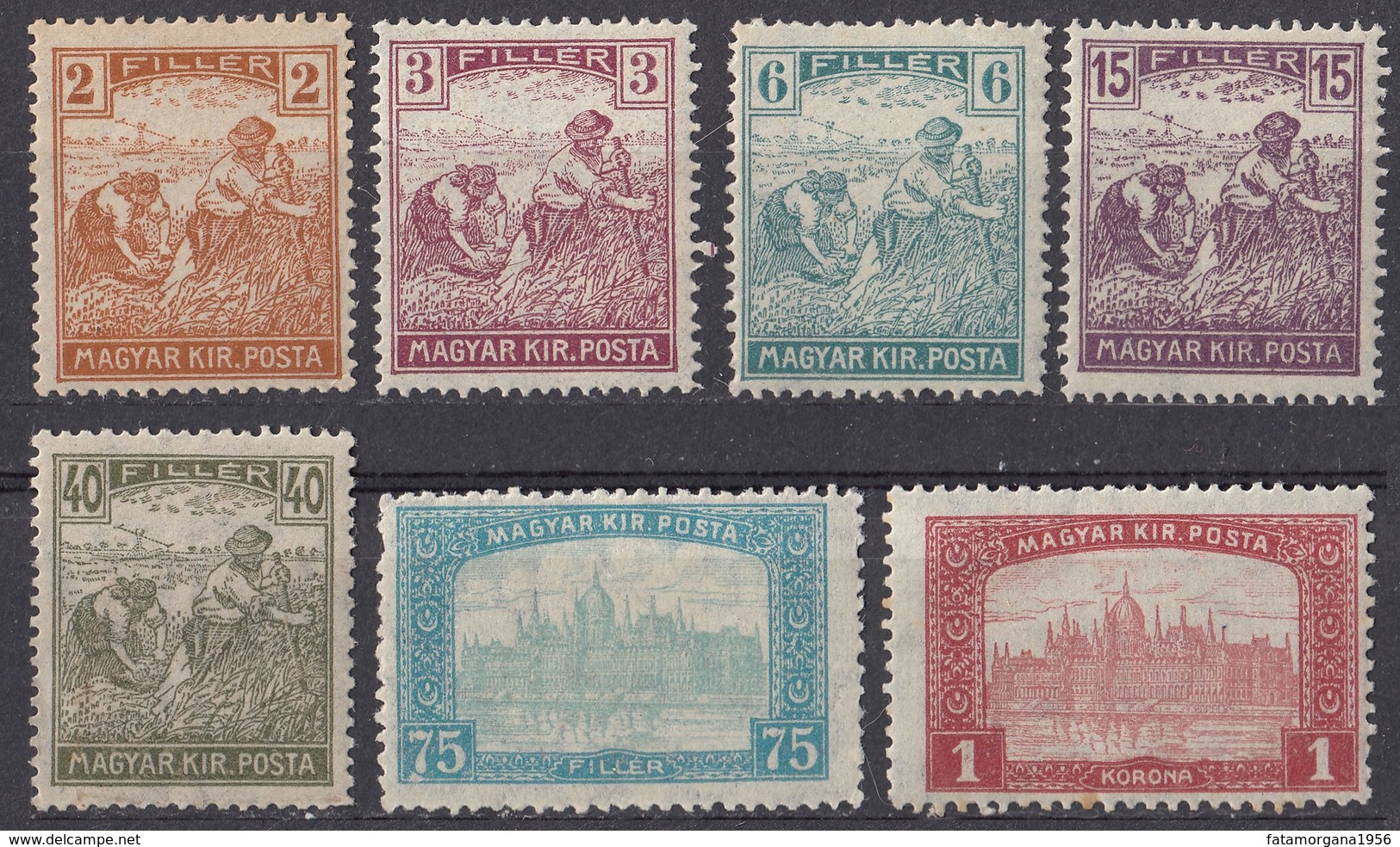 UNGHERIA - 1916/1917 - Lotto Di 7 Valori Nuovi MNH: Yvert 164, 165, 168, 170, 174, 176 E 178. - Unused Stamps