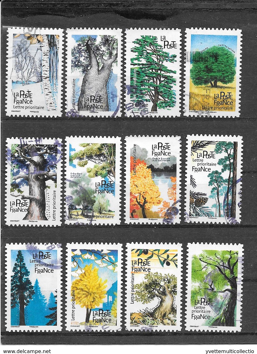 FRANCE 2018    LES ARBRES     SERIE COMPLETE DE 12 TIMBRES AUTOADHESIFS CACHETS RONDS - Autres & Non Classés