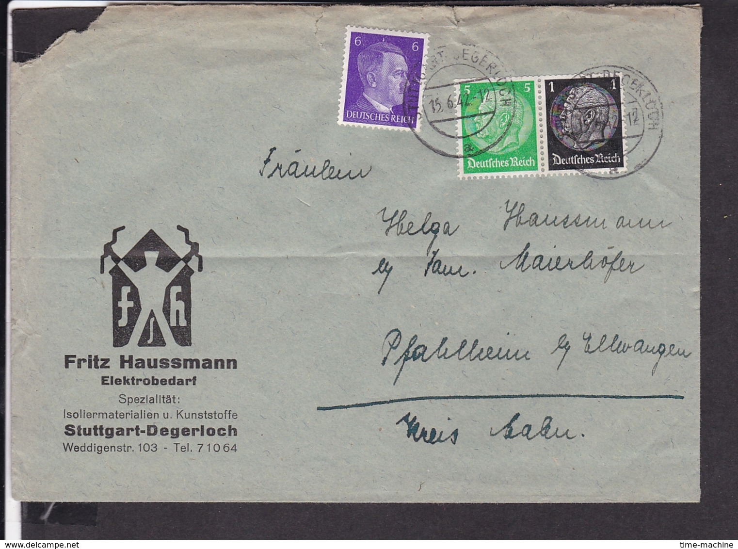 Deutsches Reich Zusammendruck 1942 Stempel  Stuttgart Degerloch - Briefe U. Dokumente