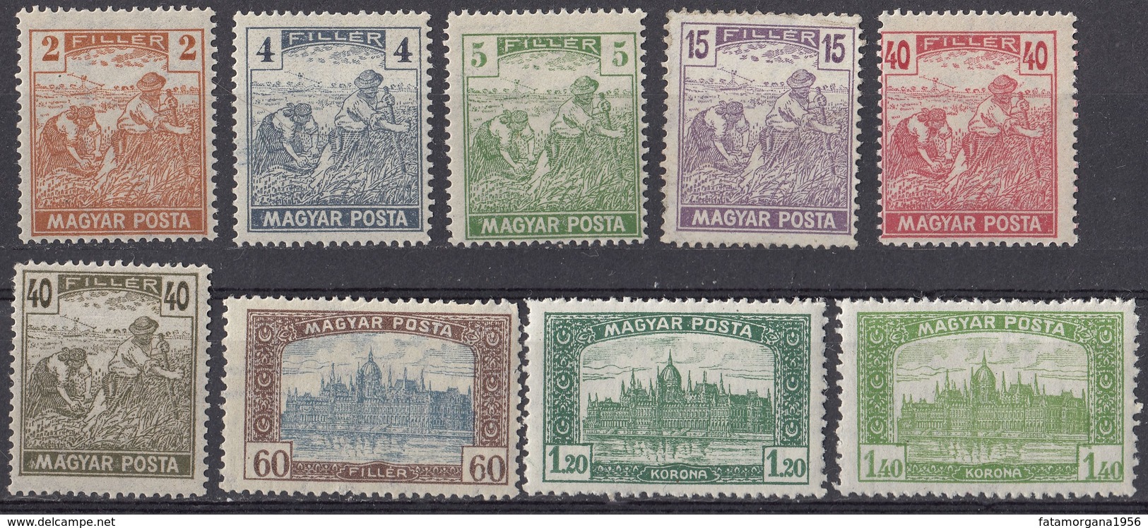 UNGHERIA - 1919/1920 - Lotto Di 9 Valori Nuovi MNH: Yvert 217, 218, 219, 222, 226, 227, 230, 234 E 235. - Usati