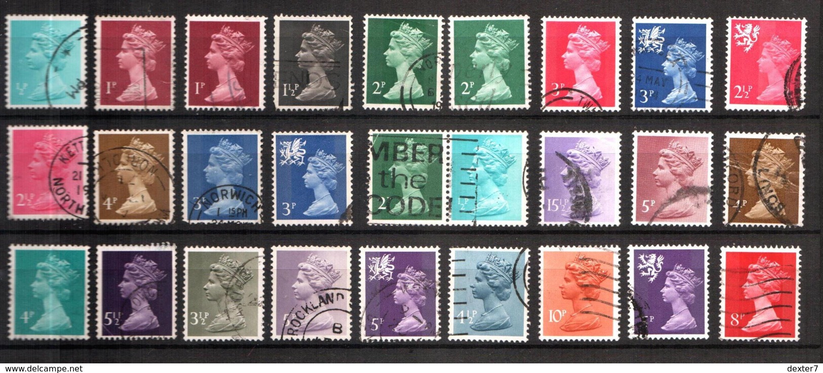 United Kingdom, lot of 306 used stamps - Birds, Bulls, Horses, Cars, Architecture, Cats, Bridges England UK Regno Unito