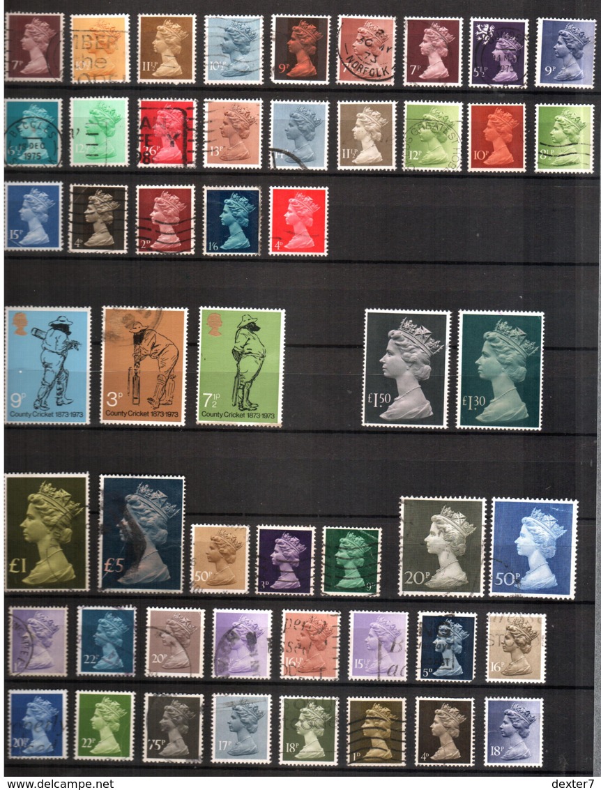 United Kingdom, lot of 306 used stamps - Birds, Bulls, Horses, Cars, Architecture, Cats, Bridges England UK Regno Unito
