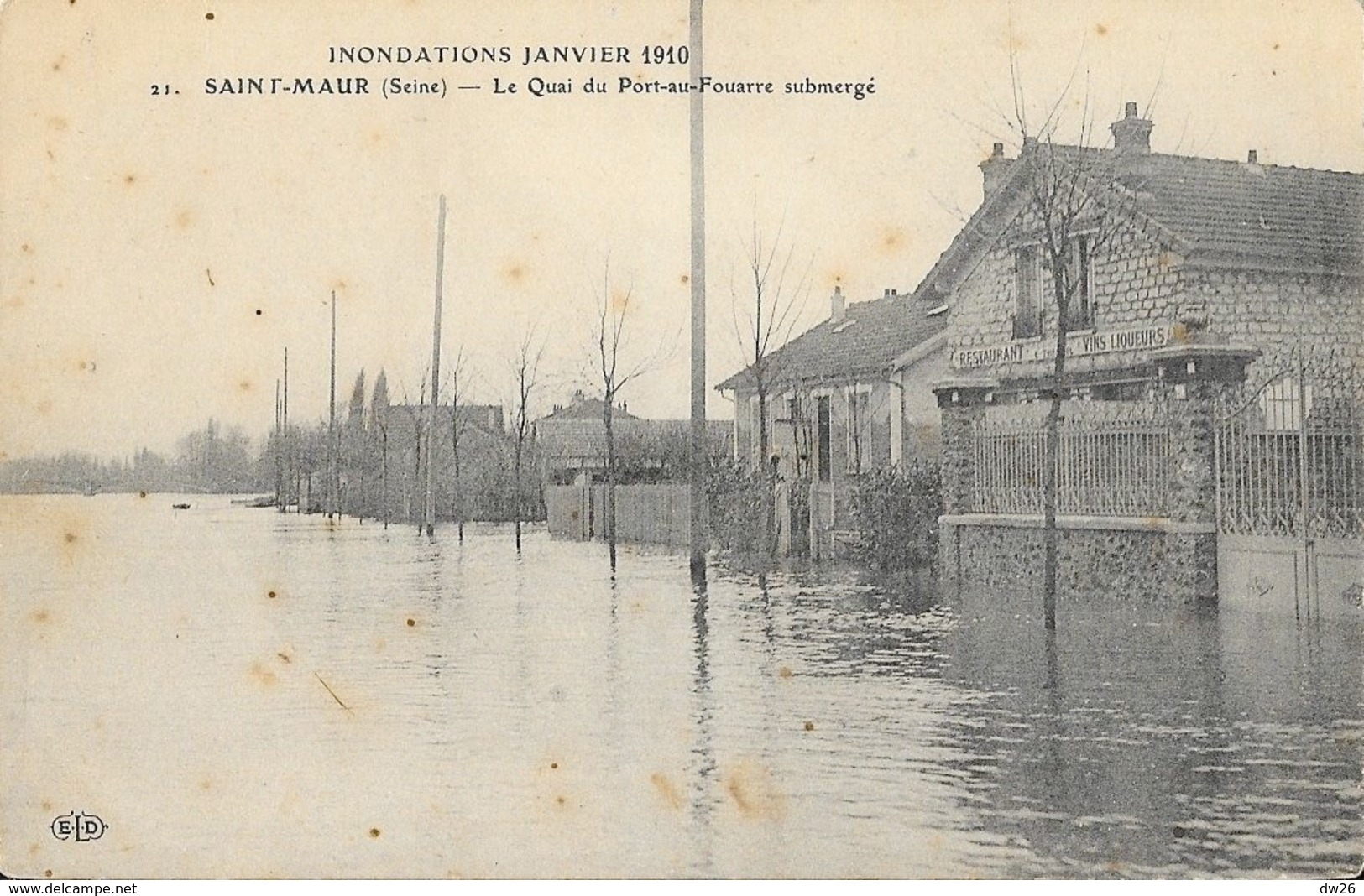 Inondations Janvier 1910 - Saint-Maur - Le Quai Du Port-au-Fouarre Submergé - Carte E.L.D. Non Circulée - Inondations