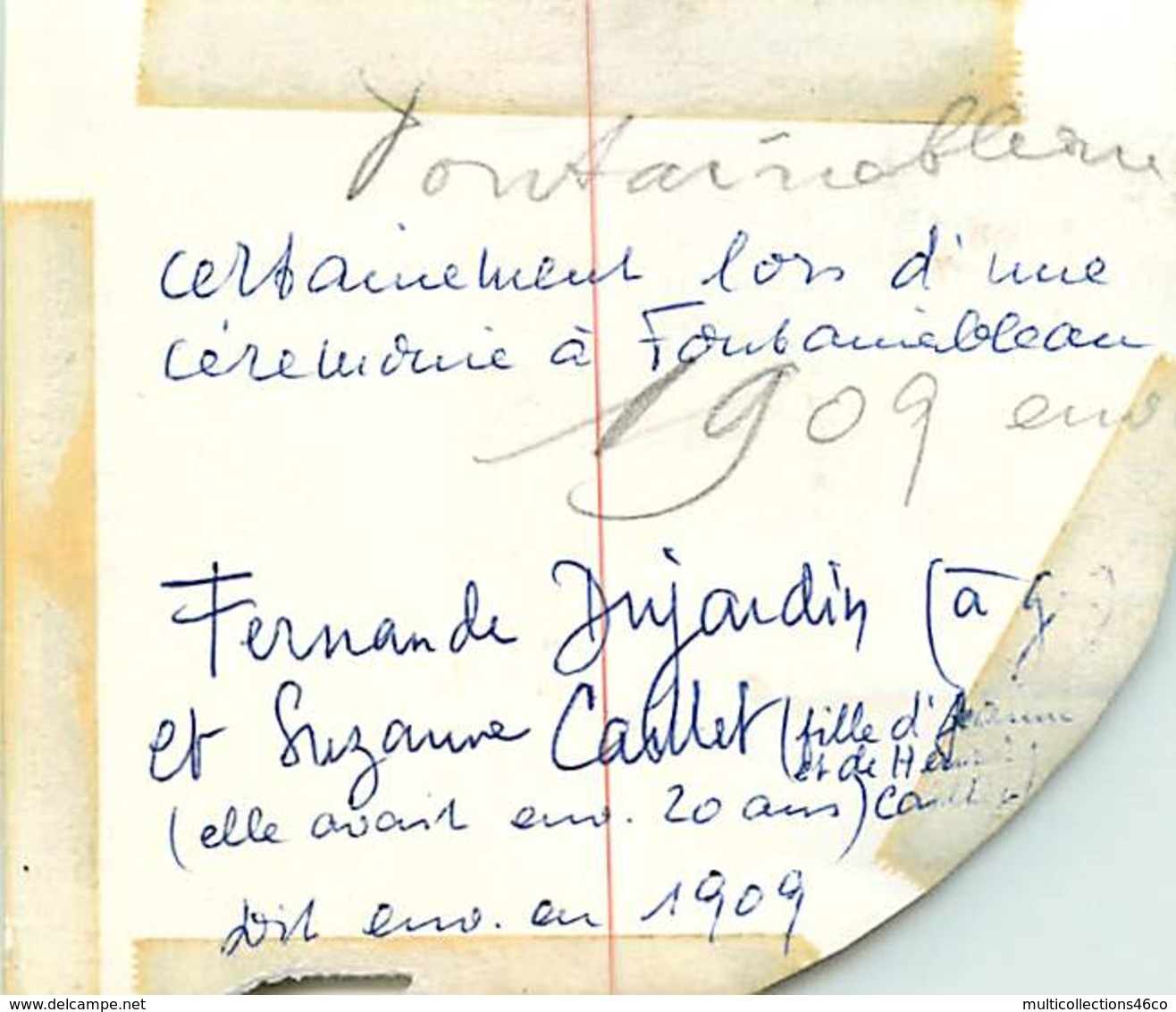 041218 - GENEALOGIE Familles DUJARDIN CAILLET - Fernande DUJARDIN Suzanne CAILLET 1909 FONTAINEBLEAU - Généalogie