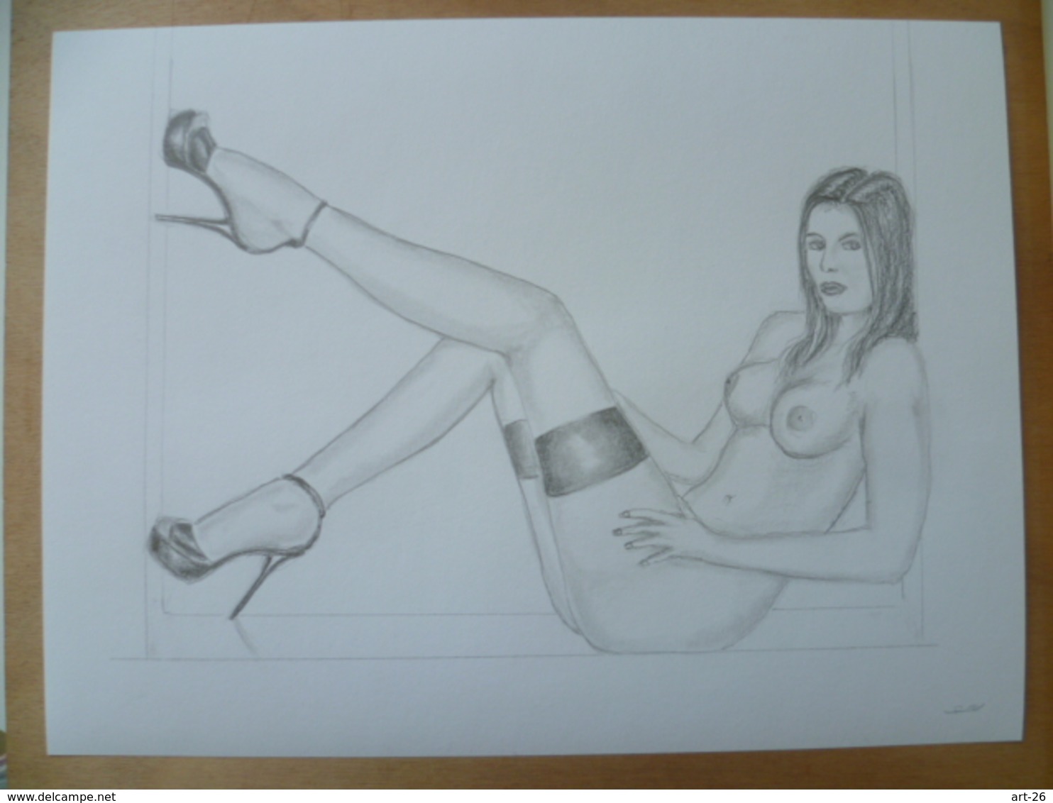 DESSIN ORIGINAL  24 X 32 Cm  NU FEMME SEXY  EROTIQUE   EROTIC   PIN UP - Drawings