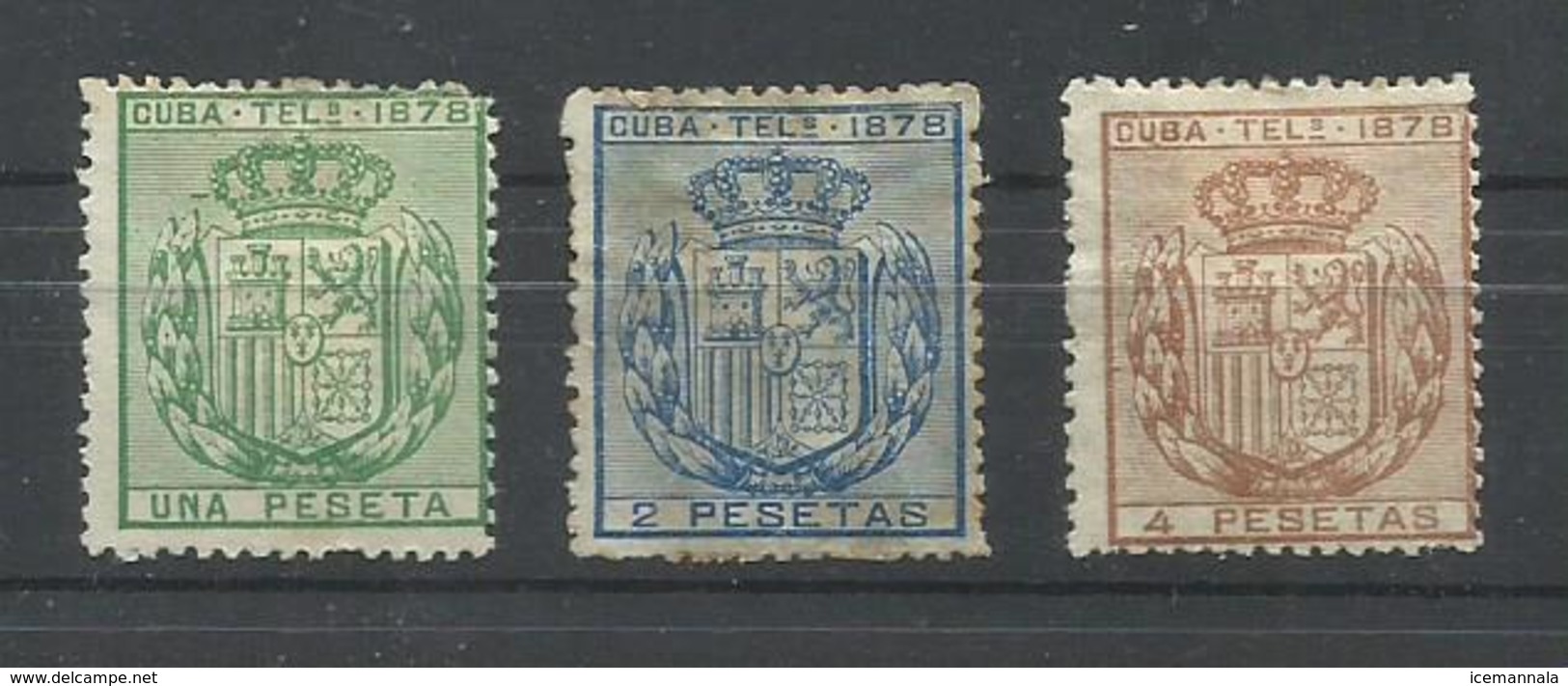 CUBA EDIFIL TELEGRAFOS  43/45 - Cuba (1874-1898)