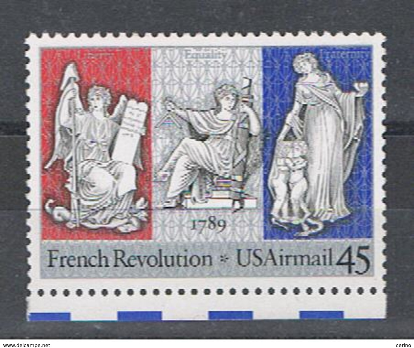 U.S.A.:  1989  ANNIVERSARIO  RIVOLUZIONE  FRANCESE  -  45 C. POLICROMO  N. -   YV/TELL. 114 A - 3b. 1961-... Nuovi