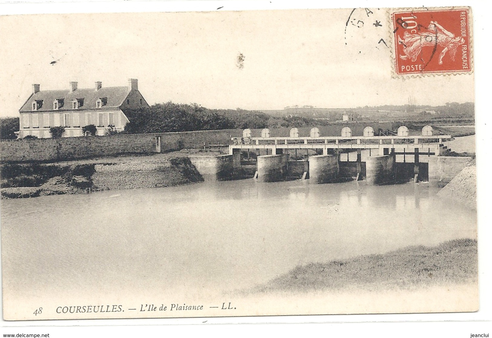 COURSEULLES . L'ILE DE PLAISANCE . JOLIE CARTE AFFR SUR RECTO - Courseulles-sur-Mer