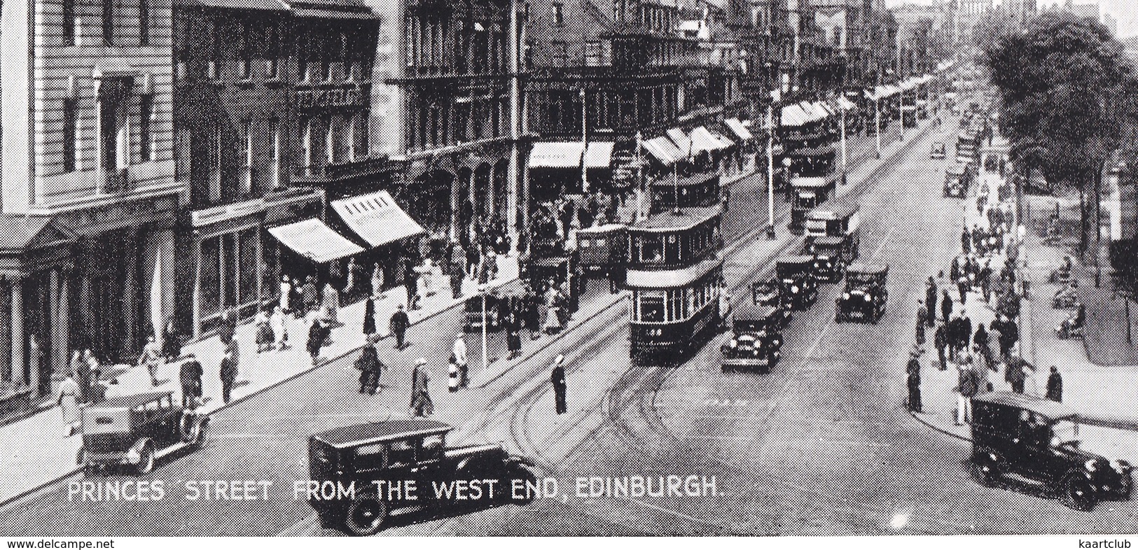 Edinburgh: 2x DOUBLE DECK STREETCAR / TRAM, OLDTIMER CARS 1930's - Princes Street From The West End - Scotland - Toerisme