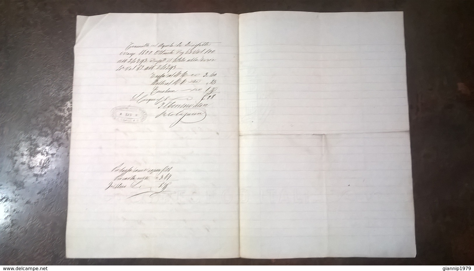 1880 MANOSCRITTO SU CARTA BOLLATA TIMBRO 1 LIRA CARTA REGNO D' ITALIA TIMBRO CONSERVAZIONE DELLE IPOTECHE - Manoscritti