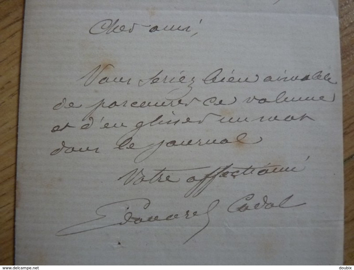 Edouard CADOL (1831-1898) Dramaturge & Romancier [ Jules Verne ]. 2 X AUTOGRAPHE - Autres & Non Classés