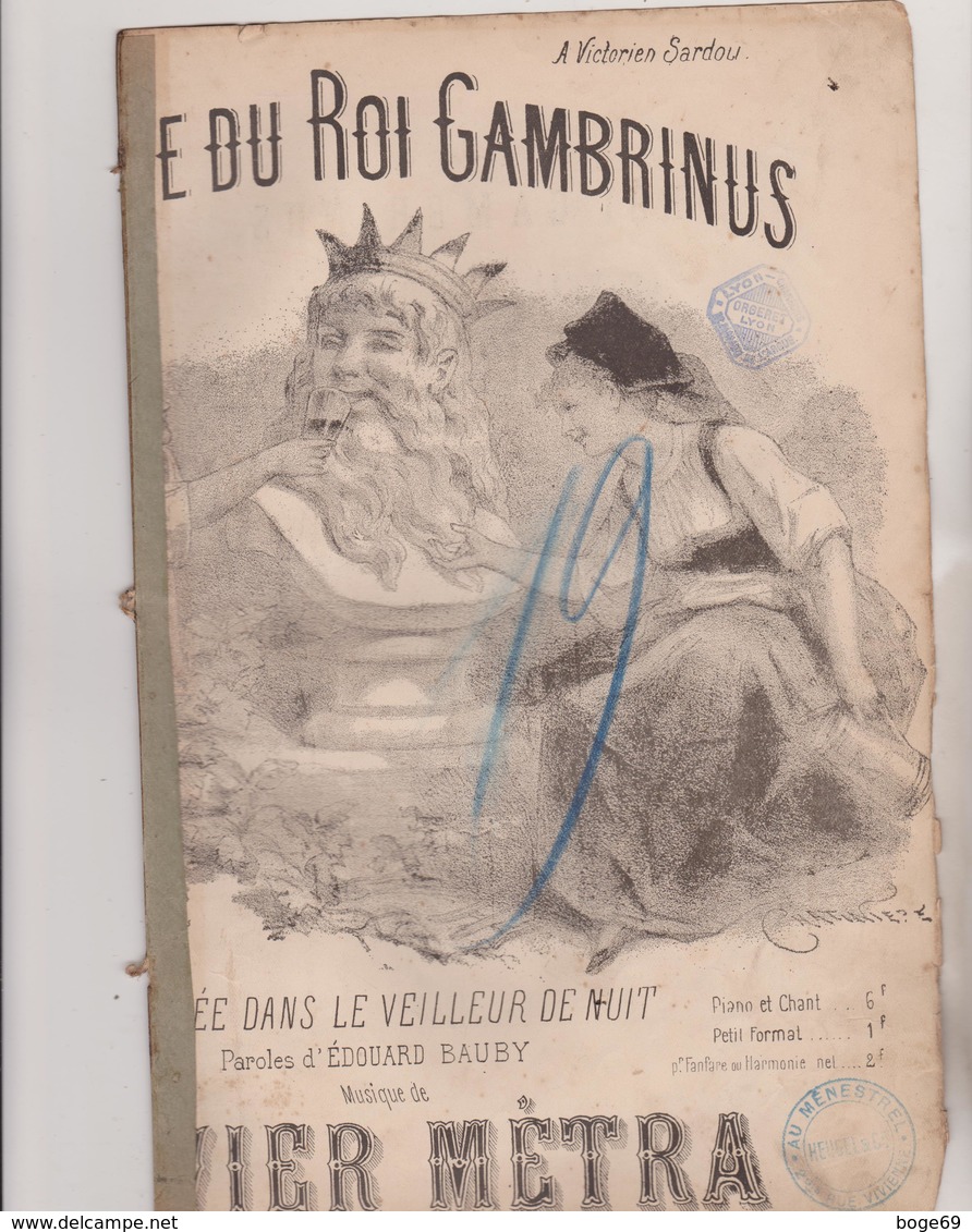 (GEO) LEGENDE DU ROU GAMBRINUS , Paroles EDOUARD BAUBY , Musique OLIVIER METRA - Partitions Musicales Anciennes