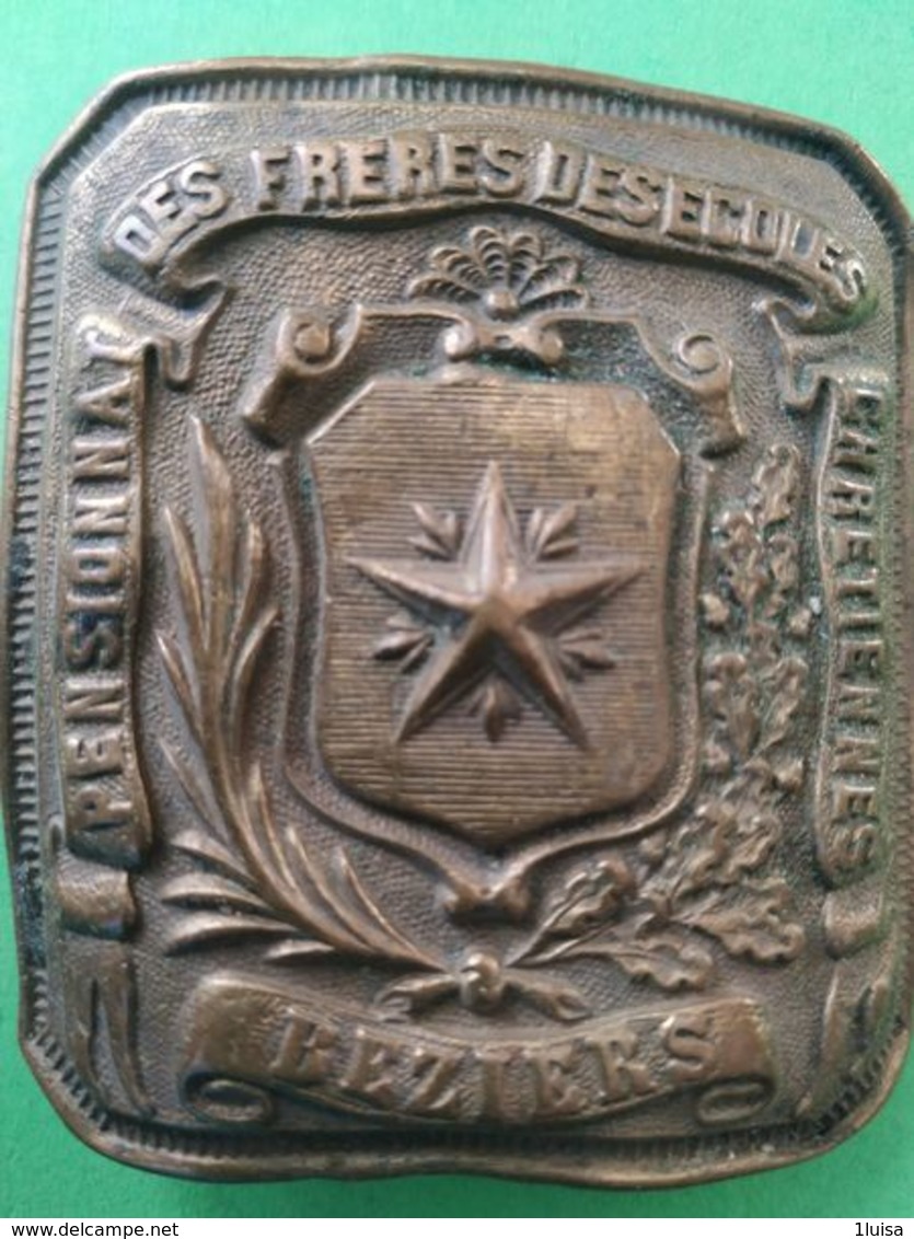 FIBBIA DA CINTURA BELT BUCKLE Francia Collegio Dei Christian Brothers Beziers - 1939-45