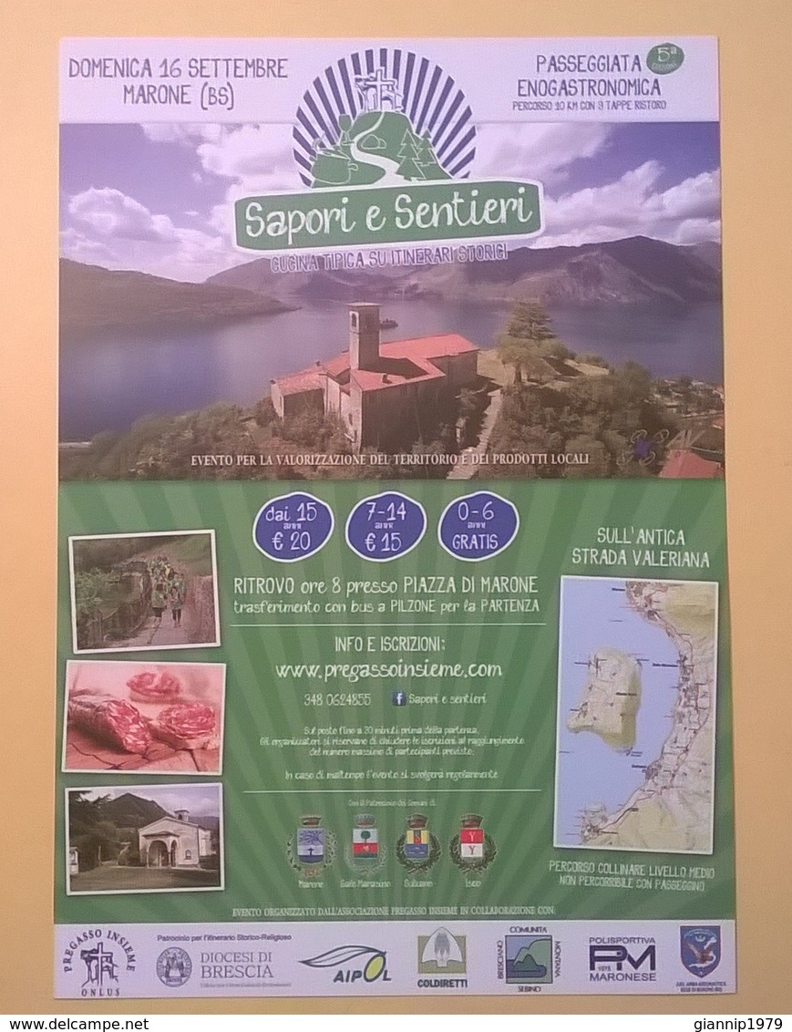 BIGLIETTO D' INVITO PASSEGGIATA ENOGASTRONOMICA SAPORI E SENTIERI MARONE (BS) LAGO D' ISEO - Biglietti D'ingresso