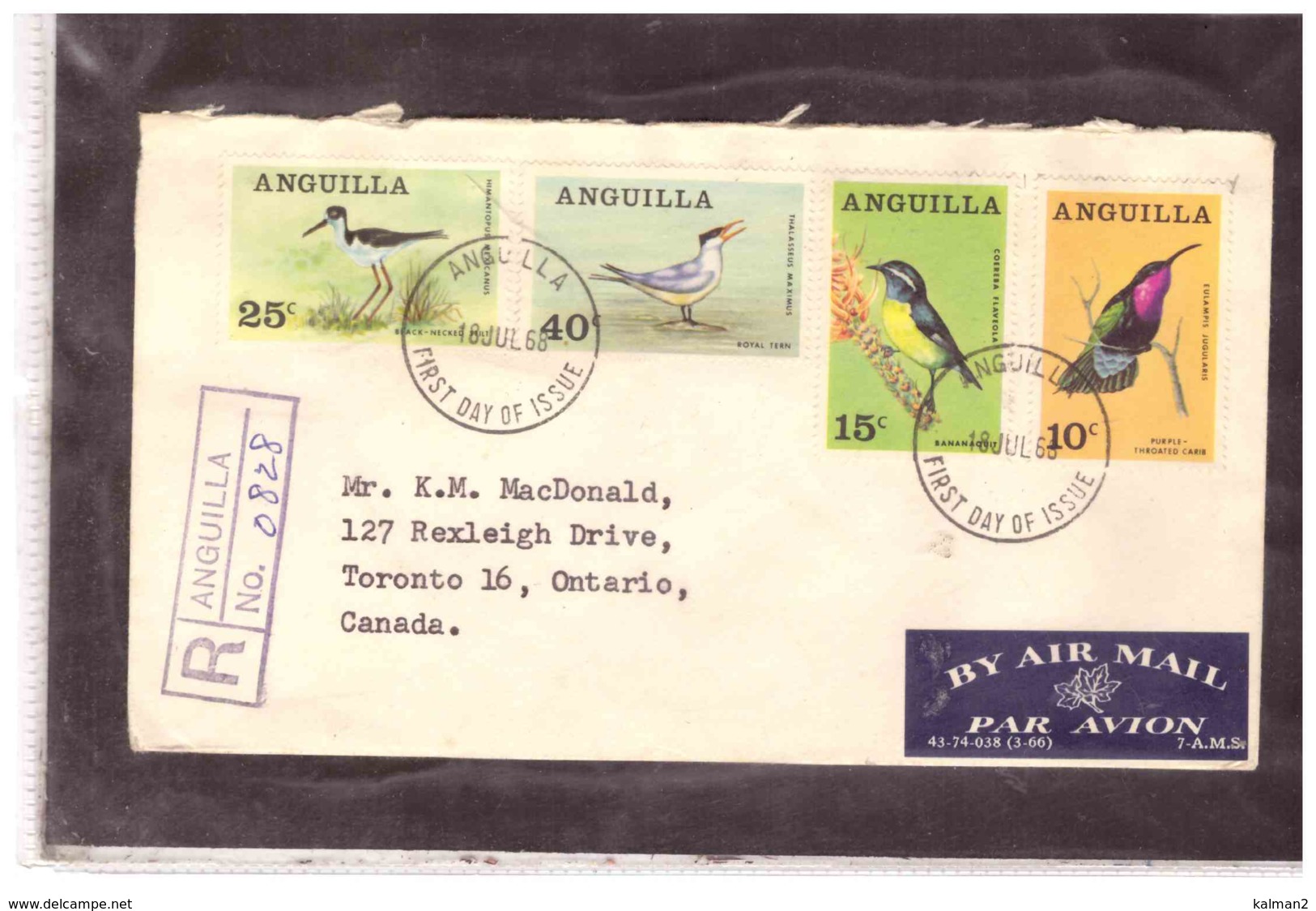 TEM7911   -  ANGUILL   18.7.1968   /   FDC  Y & T. Nr. 20/23 - Anguilla (1968-...)