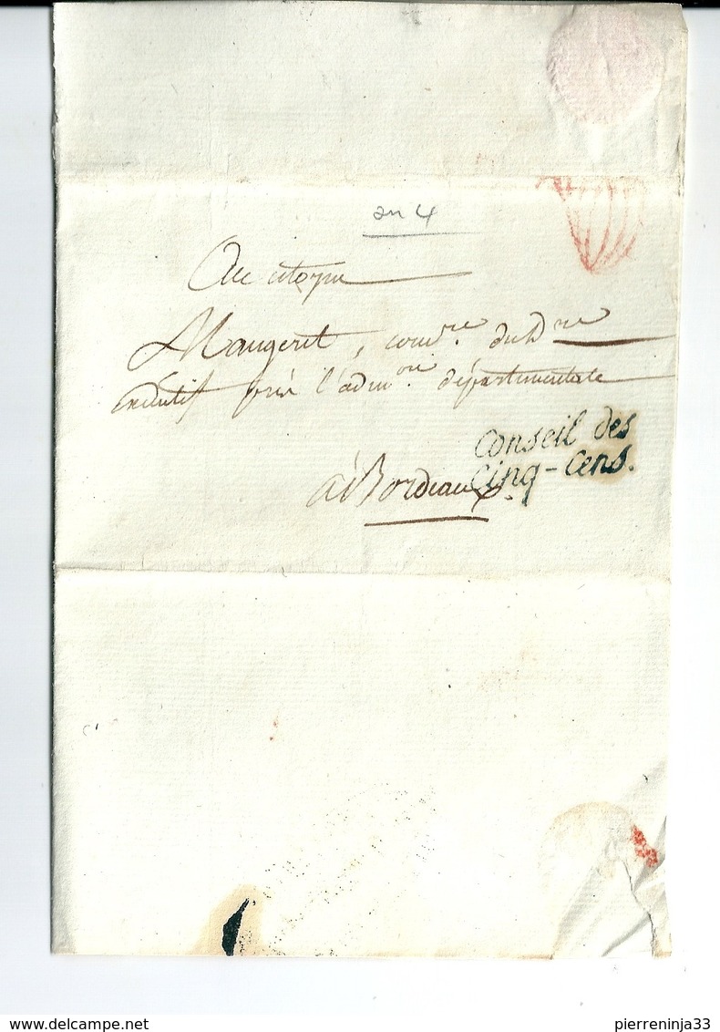 Lettre En Franchise De Paris / Conseil Des Cinq-Cents  , An 4 / 1796 - 1701-1800: Précurseurs XVIII