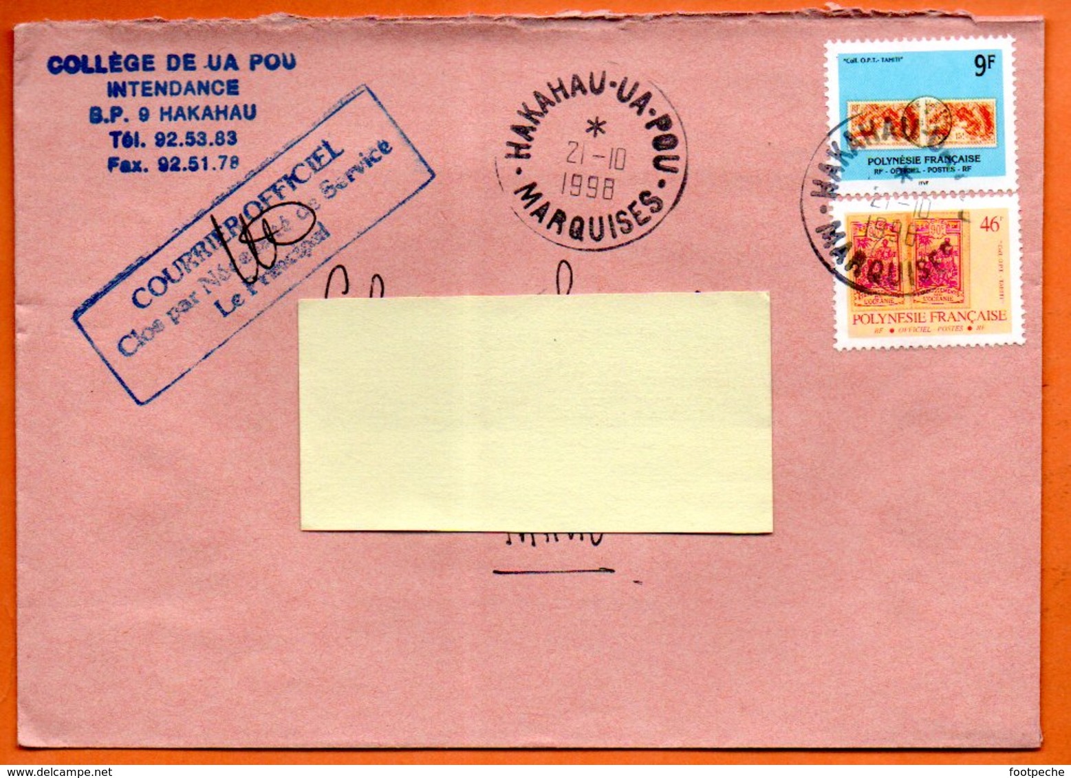 HAKAHAU UA POU MARQUISES   O.P.T.  1998 Lettre Entière N° OO 763 - Lettres & Documents