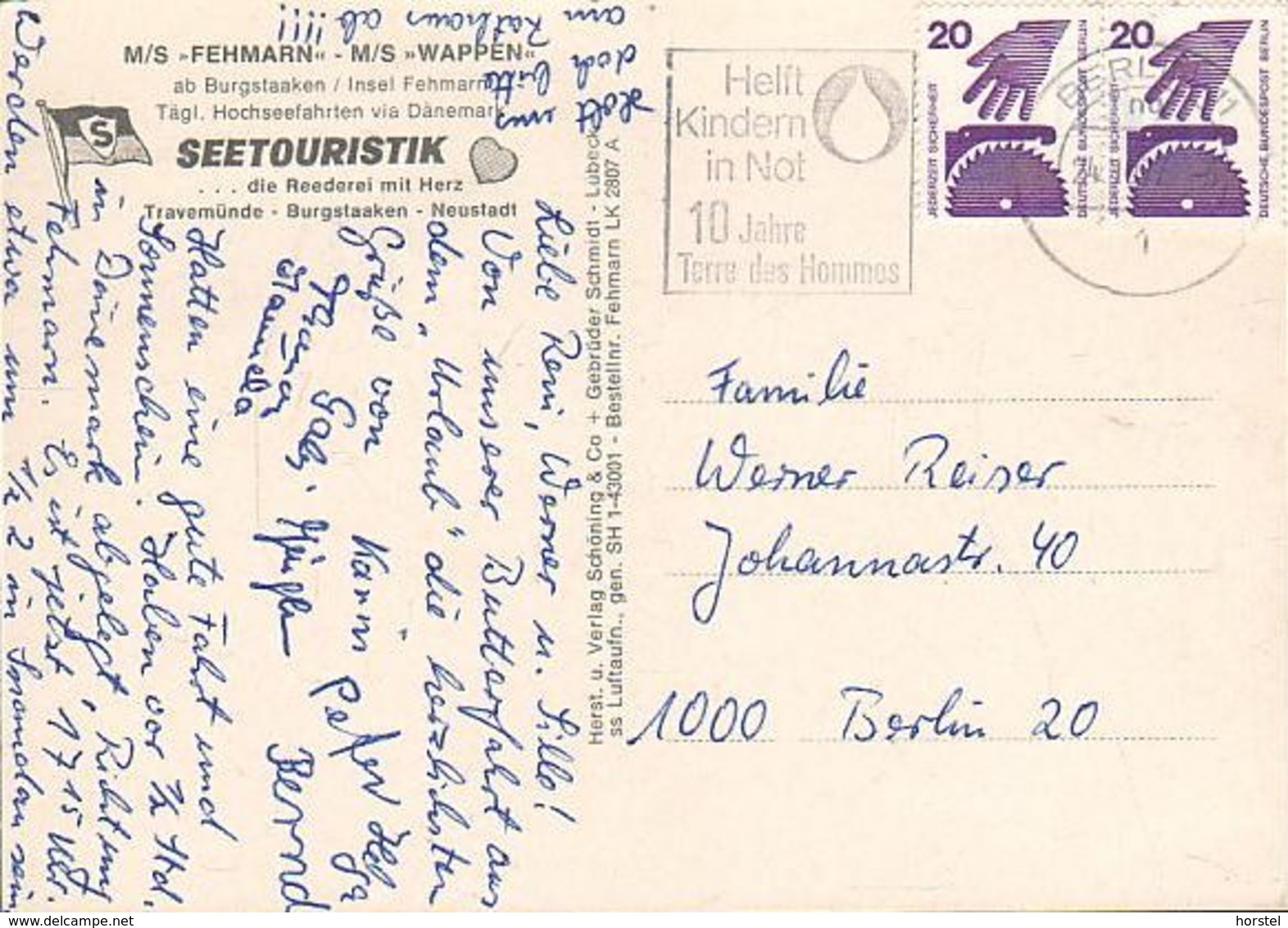 D-23769 Insel Fehmarn - Dampfer - M/S Fehmarn - M/S Wappen - 2x Nice Stamps - Fehmarn